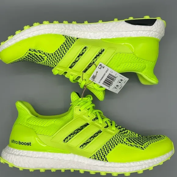 ADIDAS Men’s 13 ULTRABOOST SPIKELESS GOLF SHOES Lucid Lemon/Black IE2136 NEW