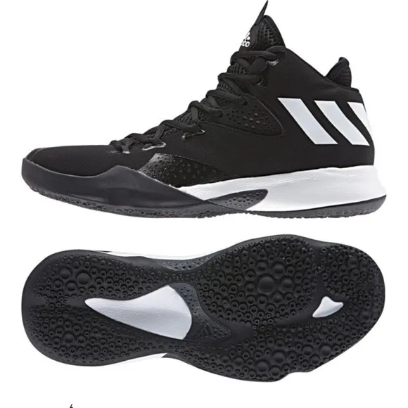 Adidas Men’s Dual Threat 2017 Mid Black White Basketball Shoes BY4182 - Size 9