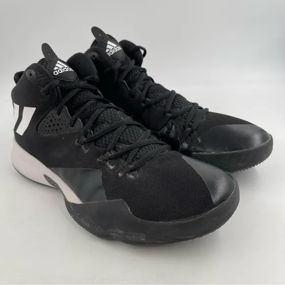 Adidas Men’s Dual Threat 2017 Mid Black White Basketball Shoes BY4182 - Size 9