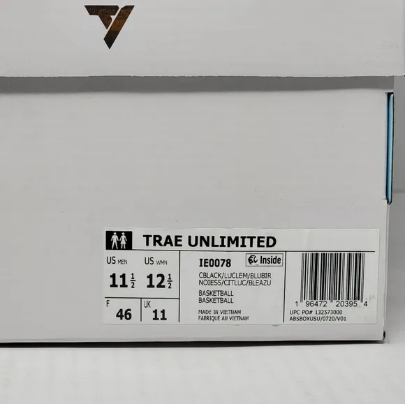 Adidas Men’s Size 11.5 Trae Unlimited Black Basketball Athletic Shoes IE0078 New