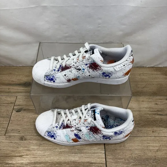 Adidas Men’s Superstar Originals Size 8.5 White Paint Splatter | ID9770 |