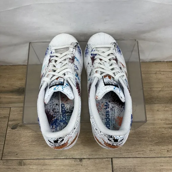Adidas Men’s Superstar Originals Size 8.5 White Paint Splatter | ID9770 |