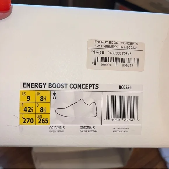 ADIDAS Men’s White &amp; Green Energy Boost Concepts Shiatsu Shoes Size 9 NEW