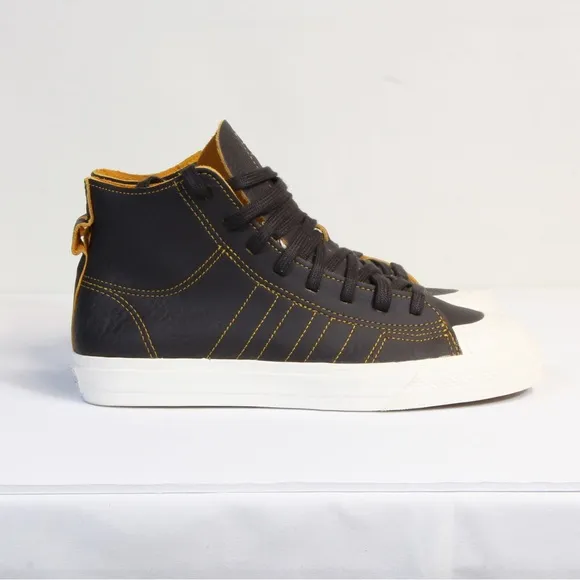 Adidas Nizza Hi RF Brown Leather Shoes Unisex Sneaker Men's Size 8.5