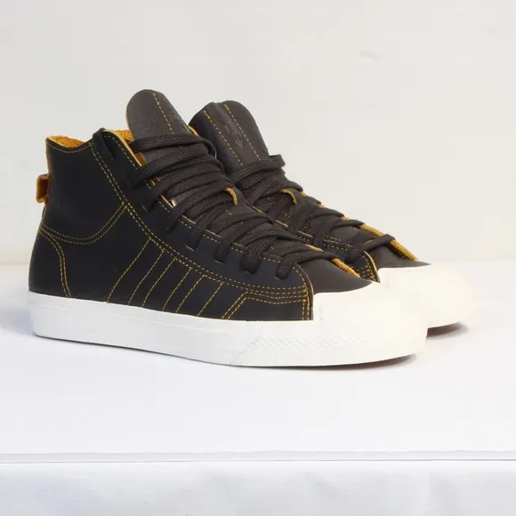 Adidas Nizza Hi RF Brown Leather Shoes Unisex Sneaker Men's Size 8.5