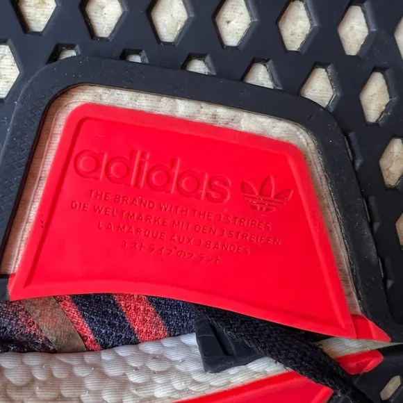 Adidas NMD R1 J Core Black Solar Red Orange Size 6 Sneakers.