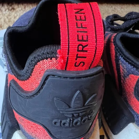 Adidas NMD R1 J Core Black Solar Red Orange Size 6 Sneakers.