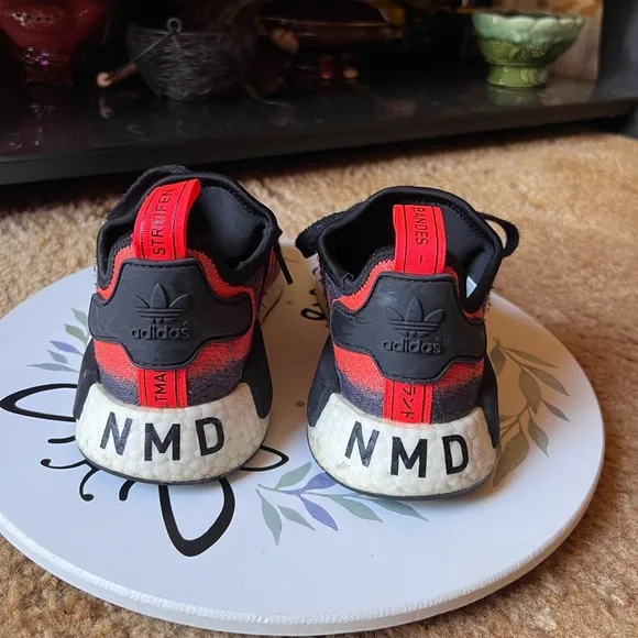 Adidas NMD R1 J Core Black Solar Red Orange Size 6 Sneakers.