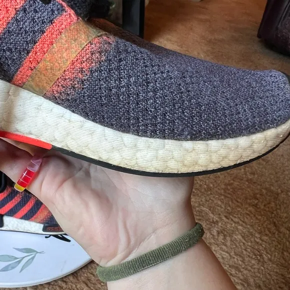 Adidas NMD R1 J Core Black Solar Red Orange Size 6 Sneakers.