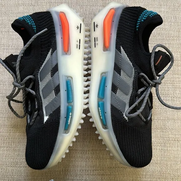 adidas Originals NMD S1 Core Black Teal Orange Running Shoe US Men 6 Women’s 7
