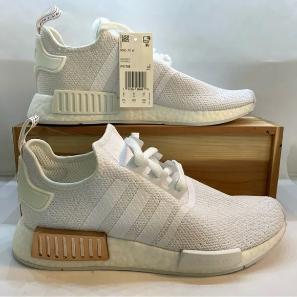 Adidas Originals NMD_R1 S White/Copper Running Shoes FV1788 Women’s Size 9.5