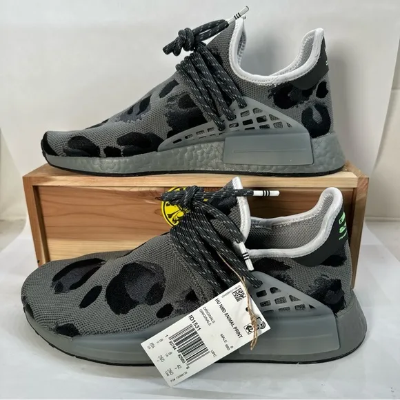 Adidas Pharrell x NMD Human Race Animal Print Grey Shoes ID1531 Men’s Size 8.5