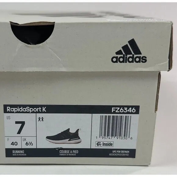 Adidas Rapidasport Kids 7 Black Cheetah Leopard Running Shoes Sneakers FZ6346