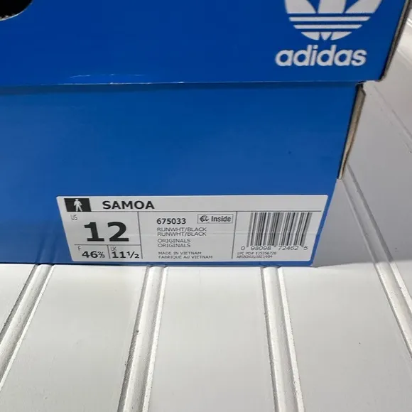 Adidas Samoa NWT men’s shoes white &amp; black size 12