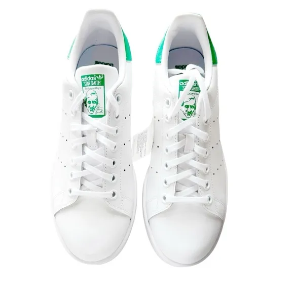 Adidas Stan Smith Sneaker in Cloud White Green Youth Size 6.5 Womens 8.5