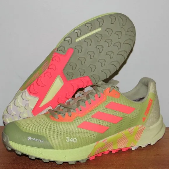 Adidas Terrex Agravic Flow 2.0 Gore-Tex Trail Running Shoes Mens 13 Lime