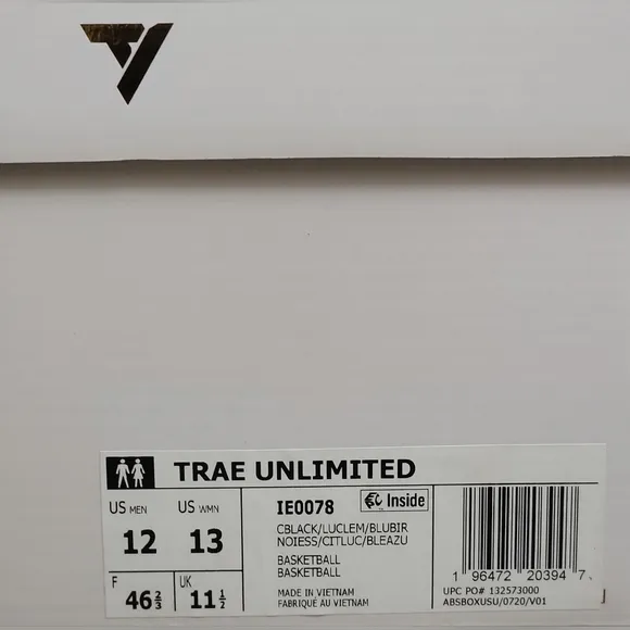 Adidas Trae Unlimited Black Basketball Athletic Shoes IE0078 Men’s Size 12 New
