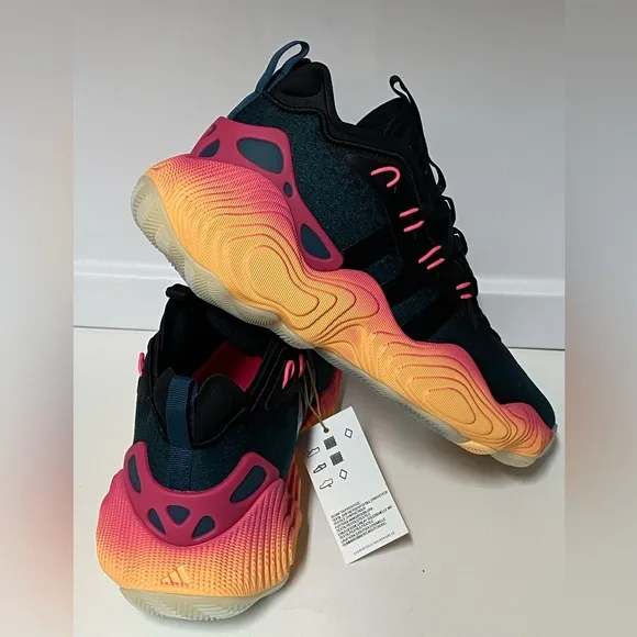 Adidas Trae Young 3 J Pink Acid Orange Black Men's Basketball Shoes SZ 9.5