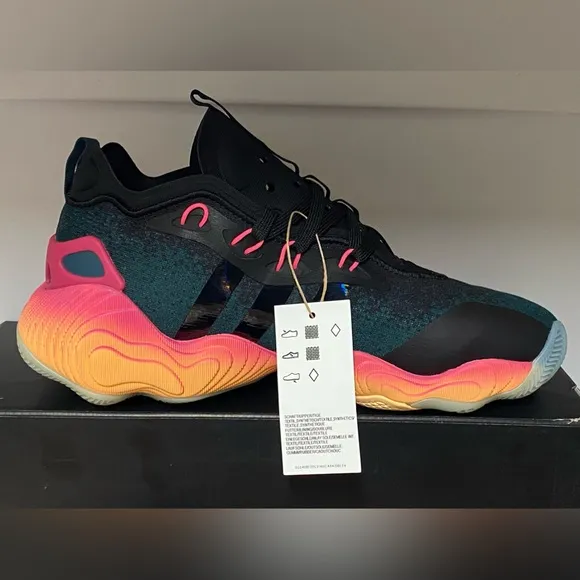 Adidas Trae Young 3 J Pink Acid Orange Black Men's Basketball Shoes SZ 9.5