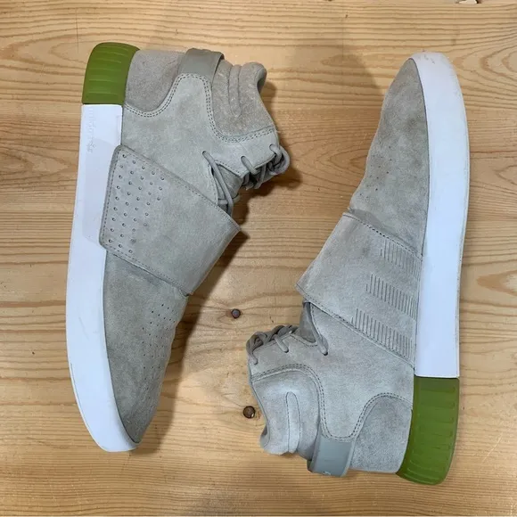 Adidas Tubular Invader Strap Shoes# BB5040Suede Upper Men’s 11.5 Grey Sesame