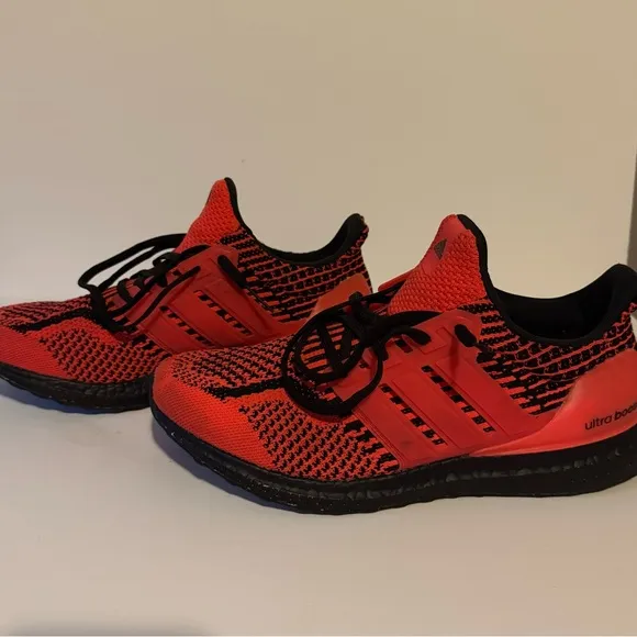 Adidas Ultra Boost Running Shoes Orange Black Knit Lightweight Mens 9