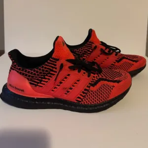Adidas Ultra Boost Running Shoes Orange Black Knit Lightweight Mens 9