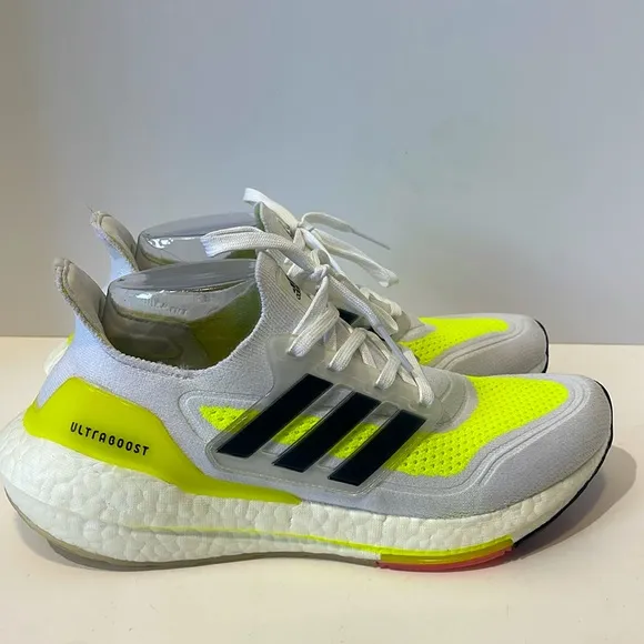 Adidas Ultraboost 21 Cloud White Solar Yellow Men’s Size 7.5 Running Shoes