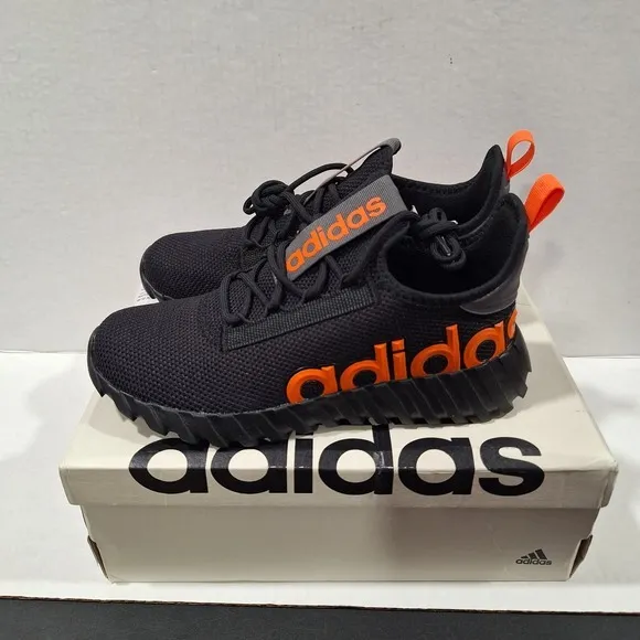 Adidas Unisex Kaptir 3.0‎ Black Lace-Up Running Shoes  Size 4 Youth IG2488 NEW