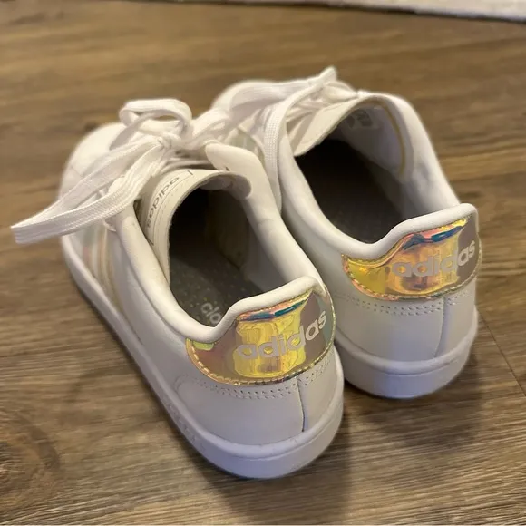 Adidas White Shoes with Iridescent Accents Youth 6/Womens 8.