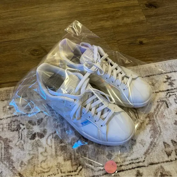 Adidas White Shoes with Iridescent Accents Youth 6/Womens 8.