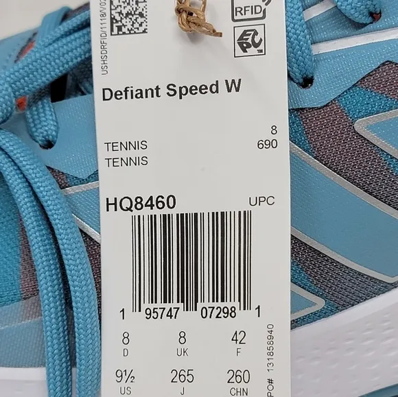 Adidas Women's Defiant Speed Tennis Shoes  Blue White HQ8460 Size 9.5 New