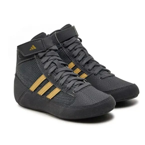 Adidas Wrestling Shoes Size 6.5 Grey Gold Lace-up High Top HP6869