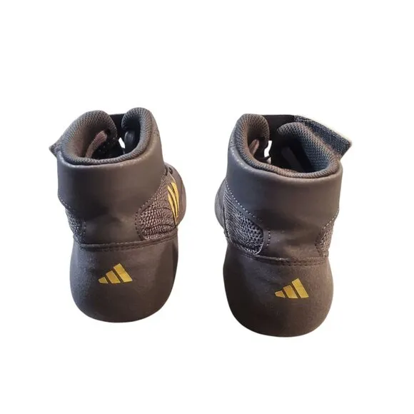 Adidas Wrestling Shoes Size 6.5 Grey Gold Lace-up High Top HP6869