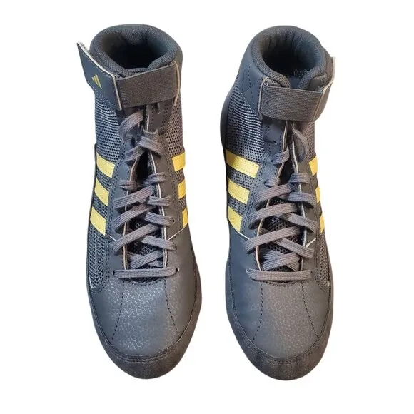 Adidas Wrestling Shoes Size 6.5 Grey Gold Lace-up High Top HP6869