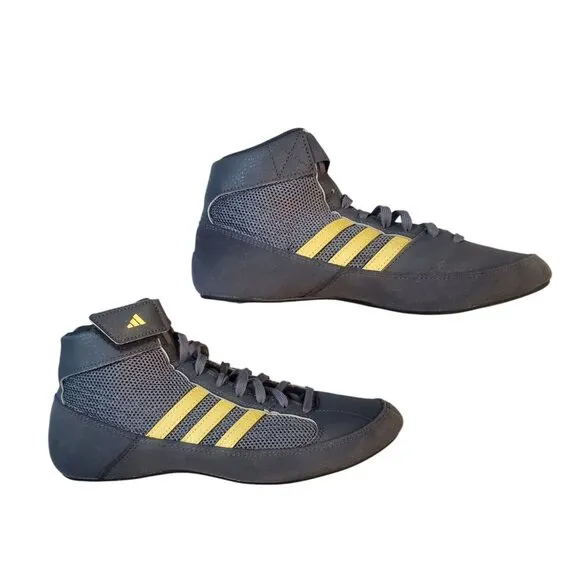 Adidas Wrestling Shoes Size 6.5 Grey Gold Lace-up High Top HP6869