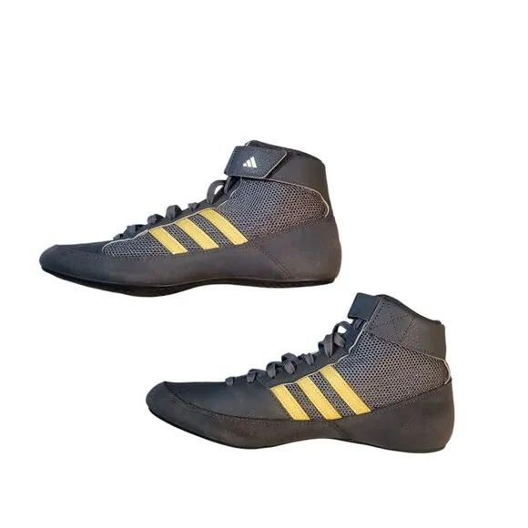 Adidas Wrestling Shoes Size 6.5 Grey Gold Lace-up High Top HP6869