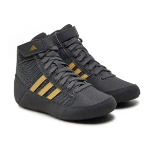 Adidas Wrestling Shoes Size 6.5 Grey Gold Lace-up High Top HP6869