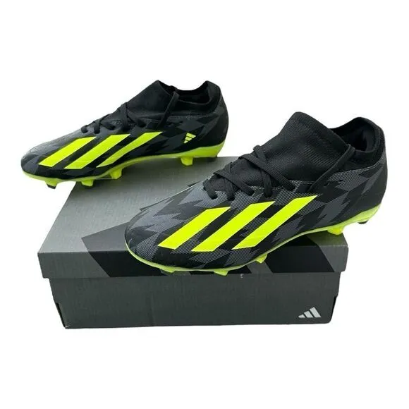 Adidas X Crazyfast INJ.3 FG Cleats Unisex Men 5.5 Women 6.5 Black Grey Lime