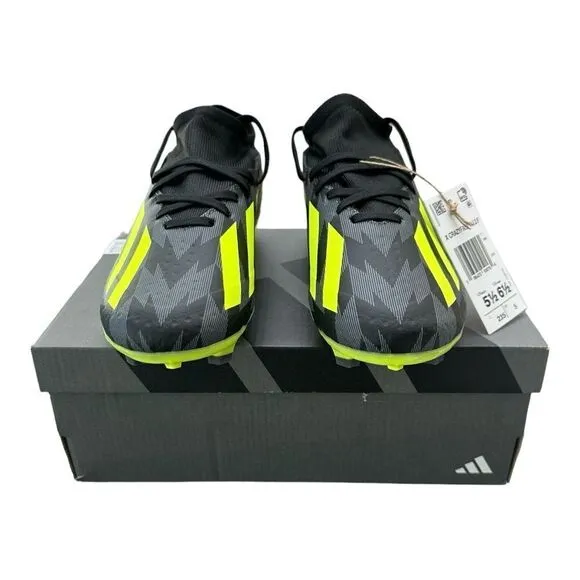 Adidas X Crazyfast INJ.3 FG Cleats Unisex Men 5.5 Women 6.5 Black Grey Lime