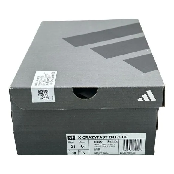 Adidas X Crazyfast INJ.3 FG Cleats Unisex Men 5.5 Women 6.5 Black Grey Lime