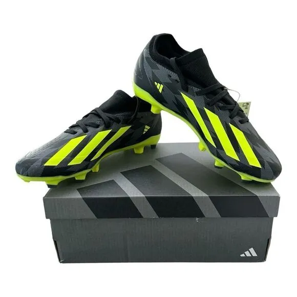Adidas X Crazyfast INJ.3 FG Cleats Unisex Men 5.5 Women 6.5 Black Grey Lime