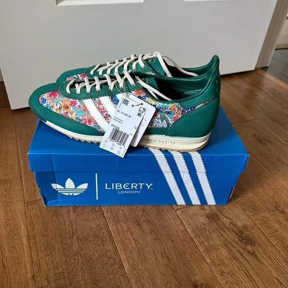 Adidas x Liberty London SL 72 sneakers OG womens size 11 green floral print NEW