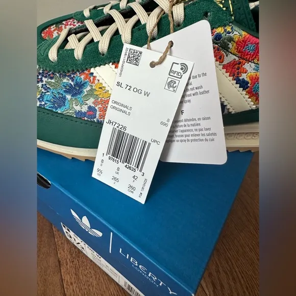 Adidas x Liberty London SL 72 sneakers OG womens size 9.5 green floral print