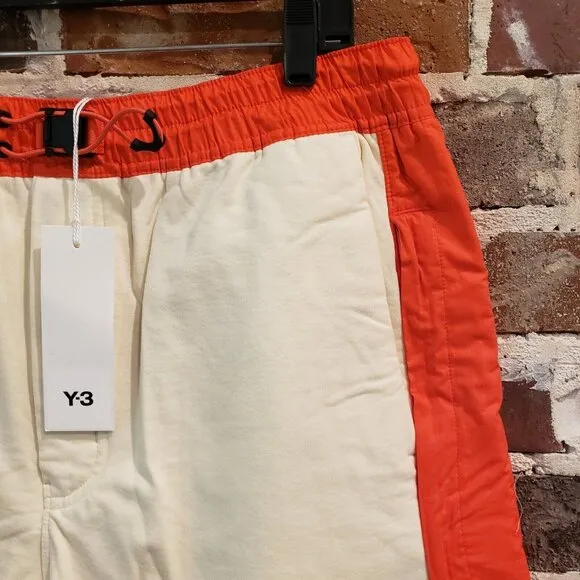 adidas Y-3 Yohji Yamamoto Men’s Lrg Stretch Terry Shorts Off White/Orange HZ8815