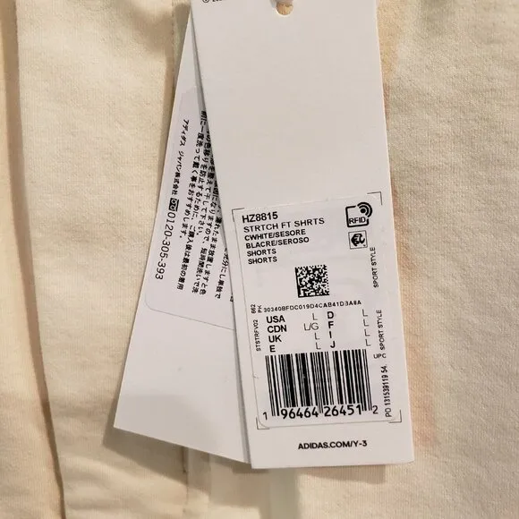 adidas Y-3 Yohji Yamamoto Men’s Lrg Stretch Terry Shorts Off White/Orange HZ8815