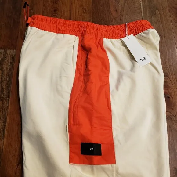 adidas Y-3 Yohji Yamamoto Men’s Lrg Stretch Terry Shorts Off White/Orange HZ8815