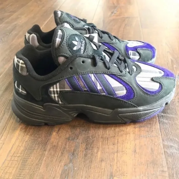 Adidas Yung 1 Purple Plaid Sneakers Size 6 Wmn
