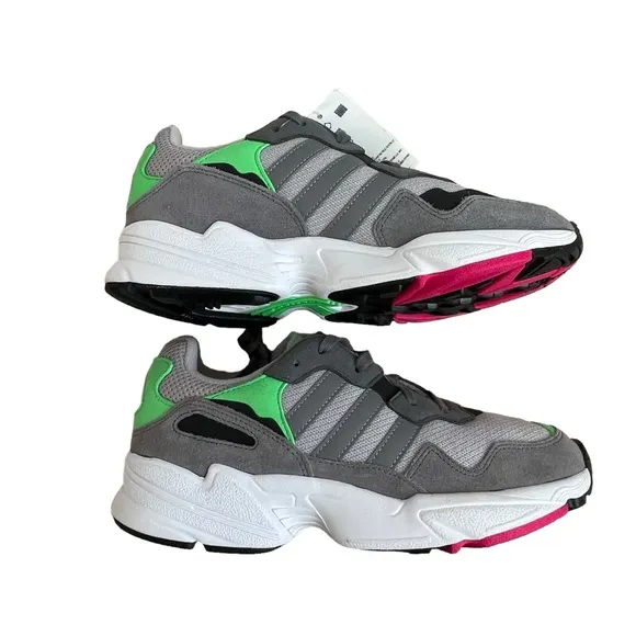 Adidas Yung-96 J Torsion Sneakers Shoes Men’s Size 6.5 Gray Green Pink Athletic