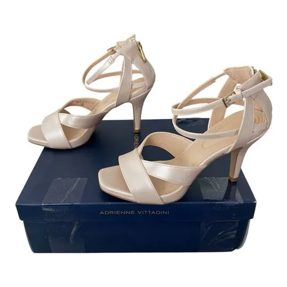 Adrienne Vittadini Xalt Pearlized Light Pink Heeled Sandals Women’s Size 6 M