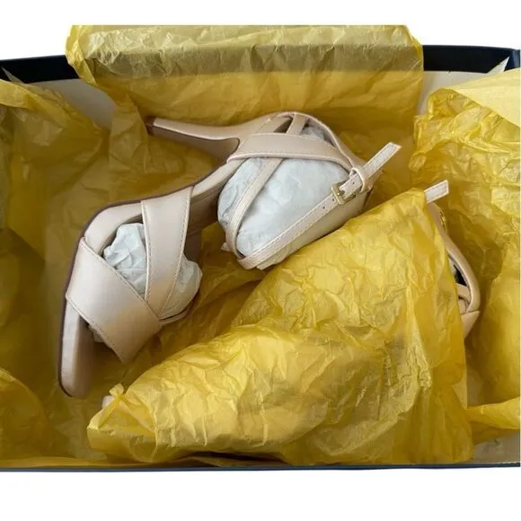 Adrienne Vittadini Xalt Pearlized Light Pink Heeled Sandals Women’s Size 6 M